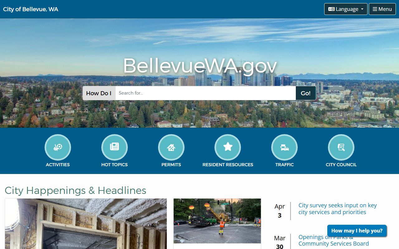 Bellevue Washington official city website with property and development resources