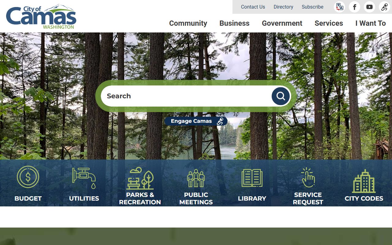 City of Camas official website with links to government services and property records