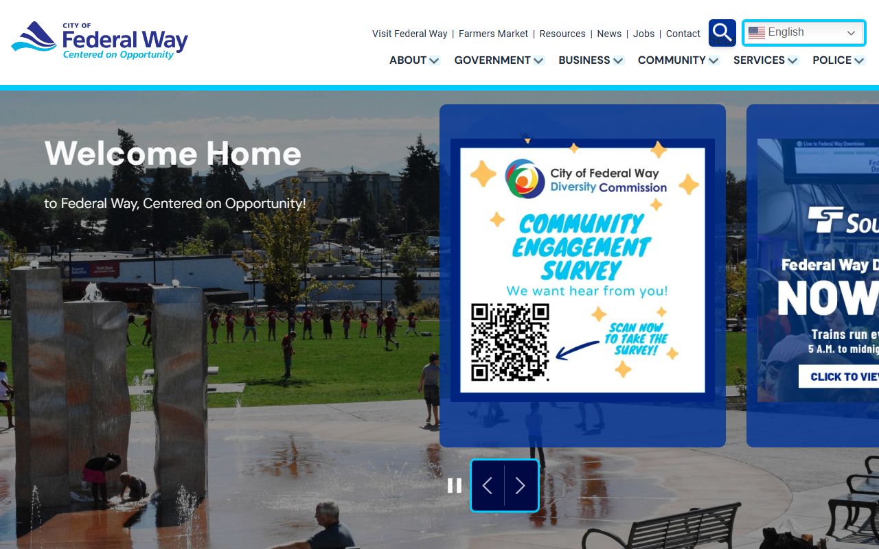 Federal Way Washington official city website with links to city services and county property resources
