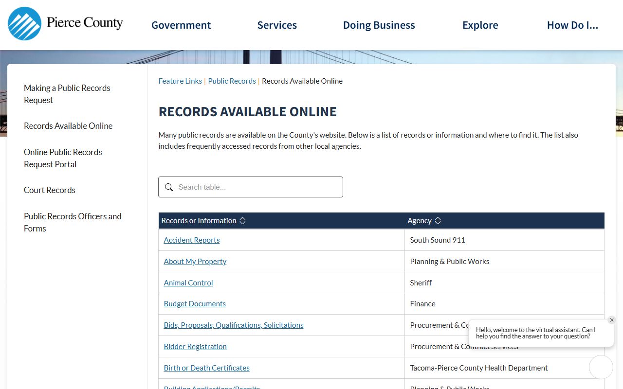 Pierce County records available online portal for deed and property document searches