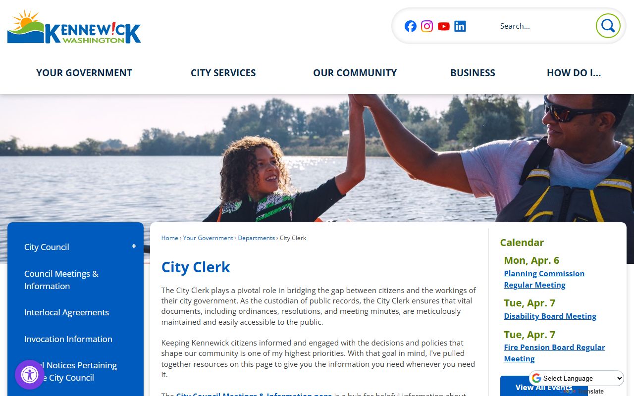 Kennewick City Clerk office supporting public records access for deed records