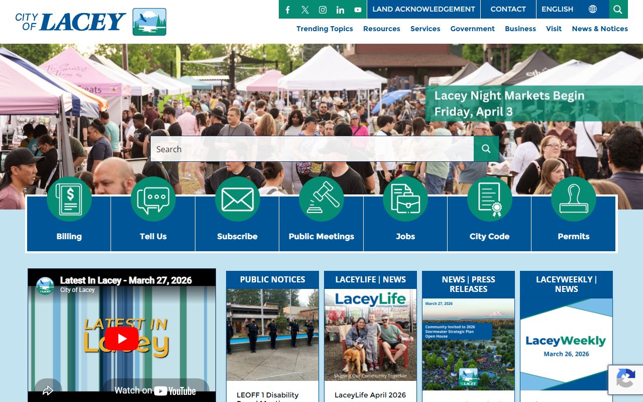 City of Lacey official website for property and planning information