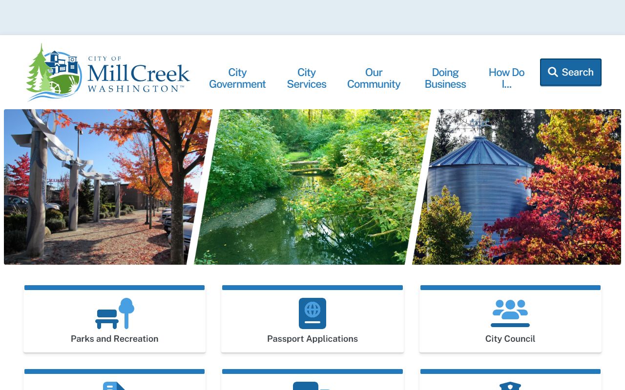 Mill Creek Washington official city website with links to records and services for Mill Creek East