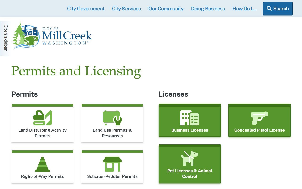 Mill Creek permit records portal for property and land records in Mill Creek East