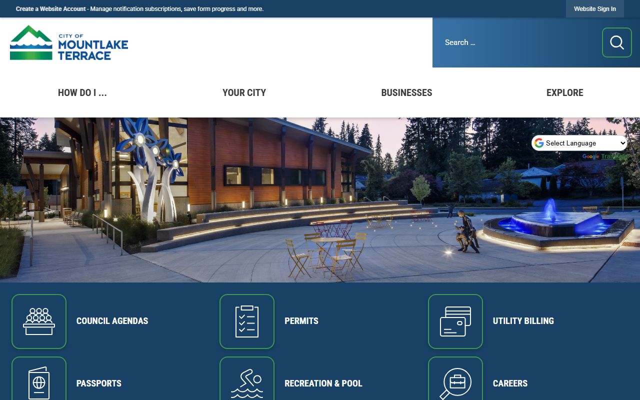 Mountlake Terrace official city website for records and services