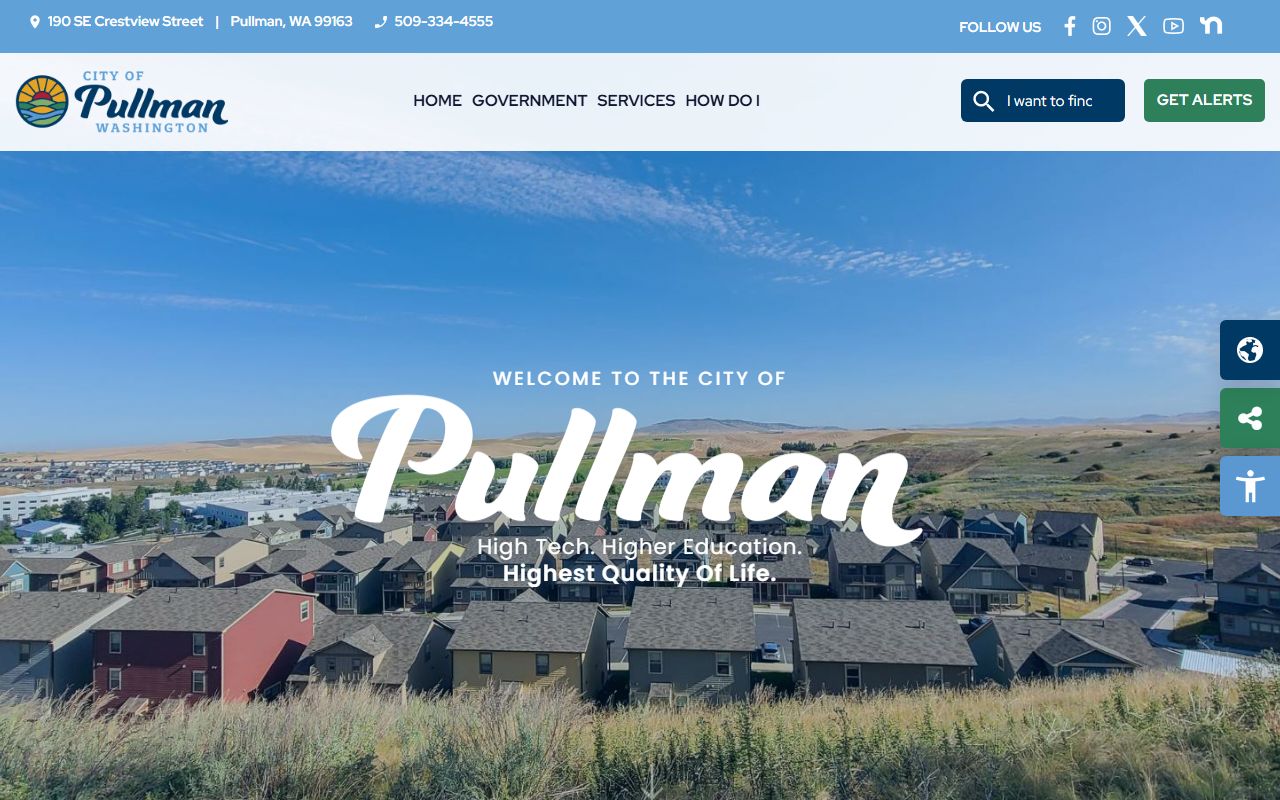 Pullman Washington official city website for deed records and city services