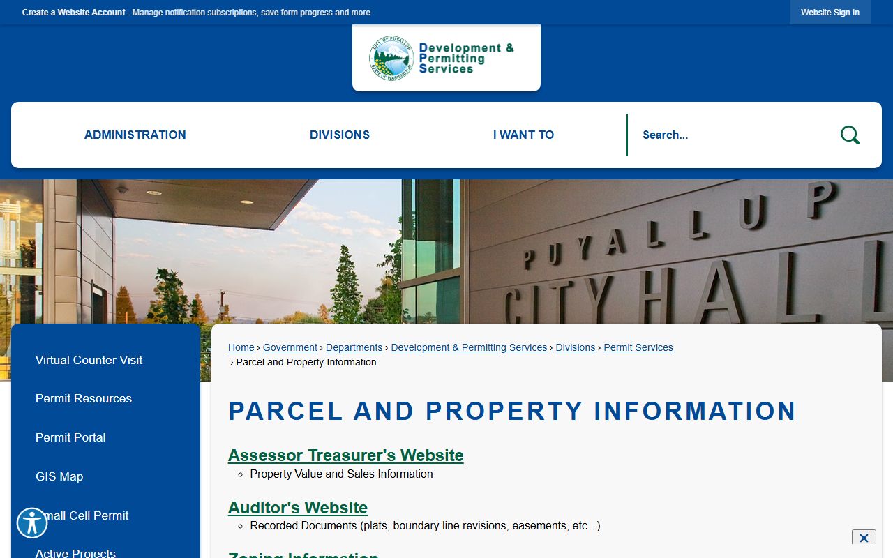 Puyallup parcel and property information portal for deed records research