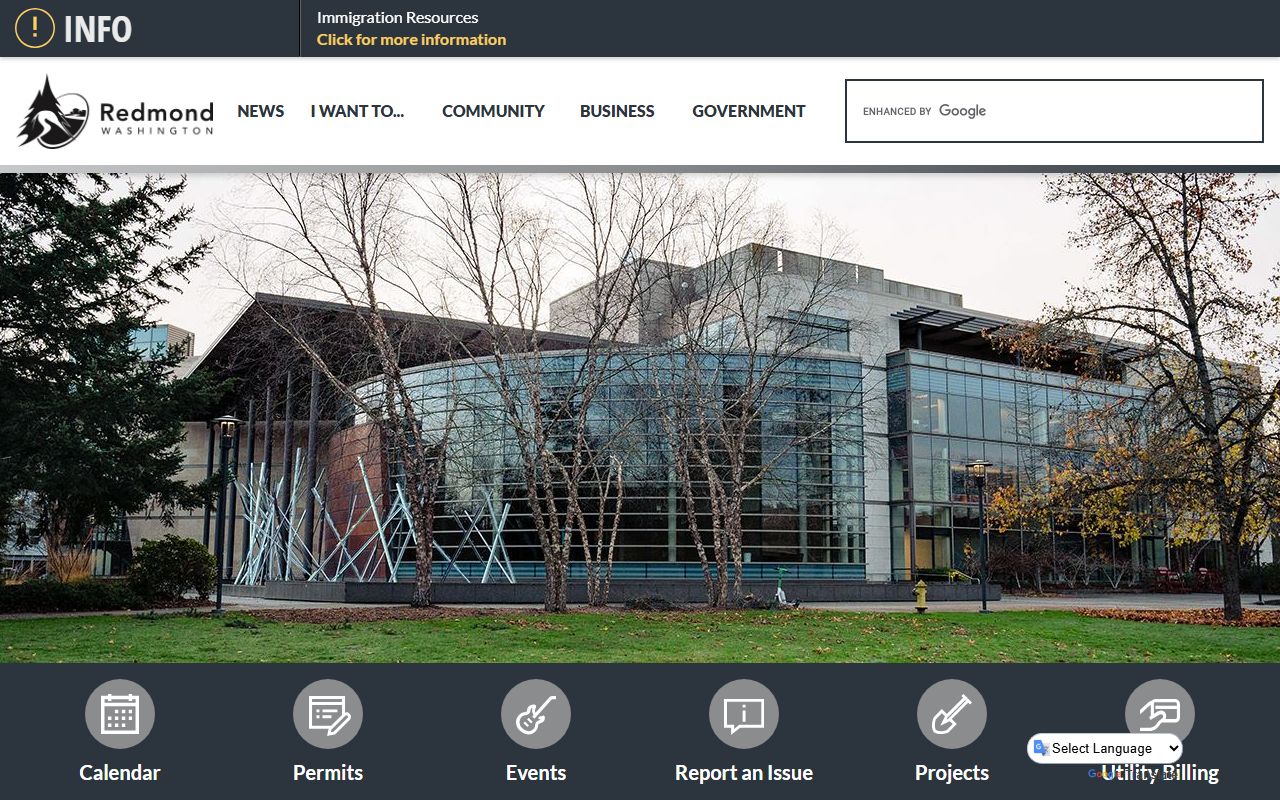 Redmond Washington official city website for deed records and city services