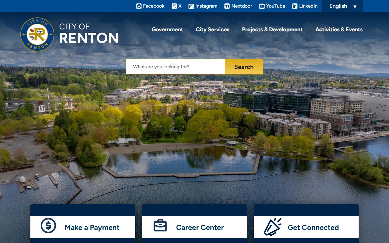 Renton Washington official city website with links to records and services for deed records research