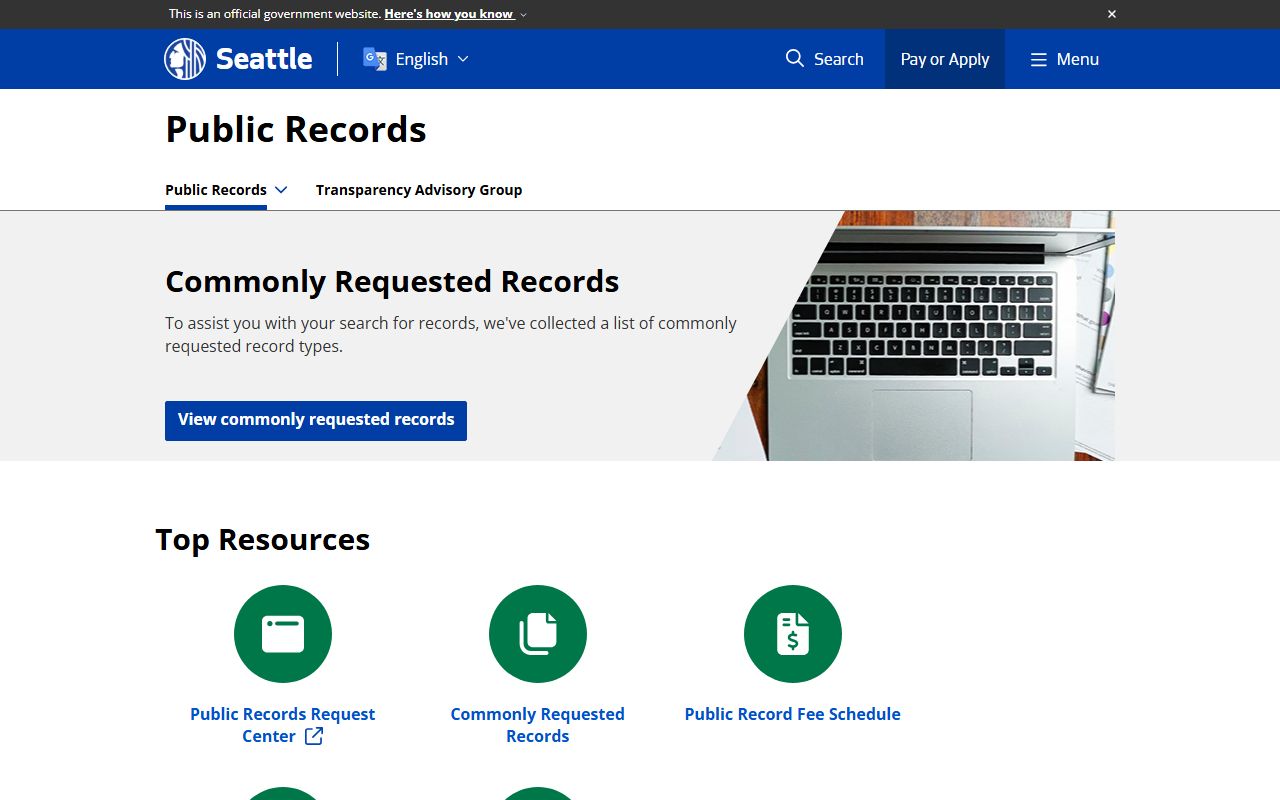 Seattle city public records request center for city documents and permit records