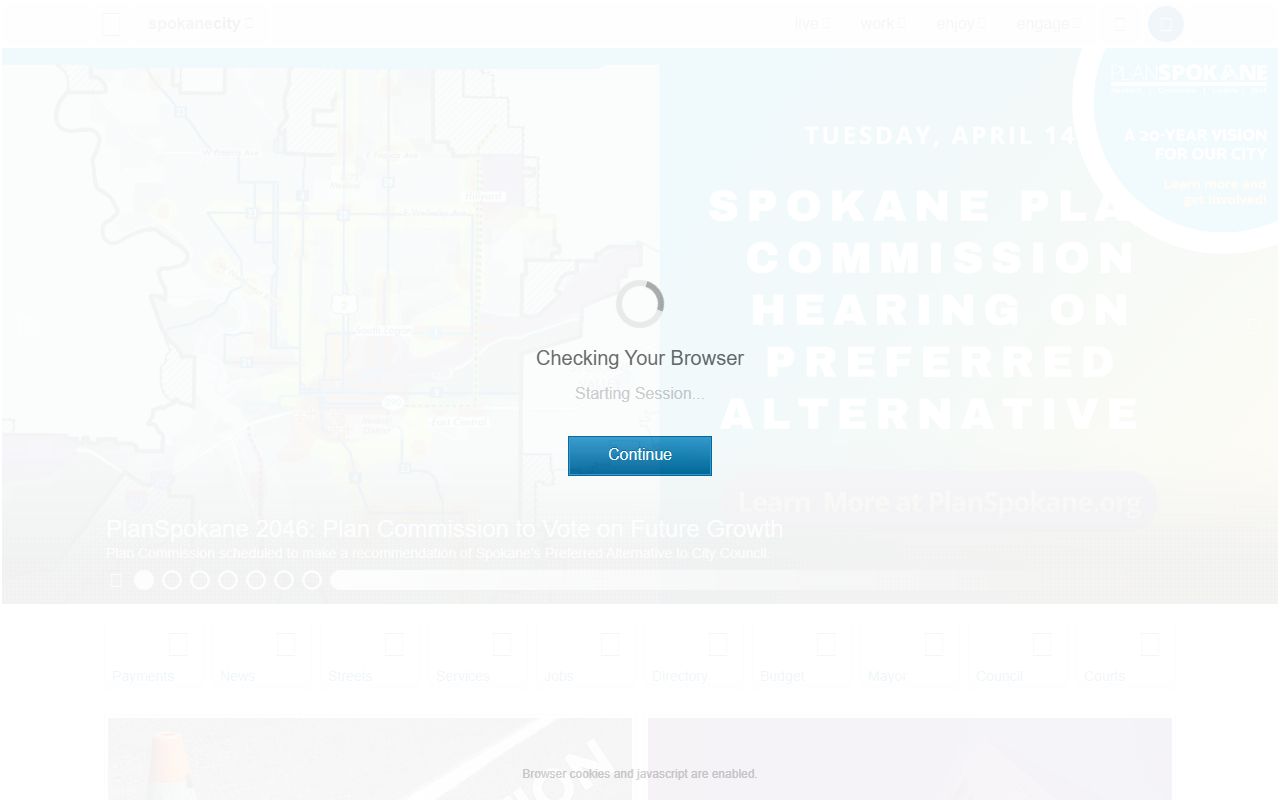 Spokane city official website with links to city services and public records