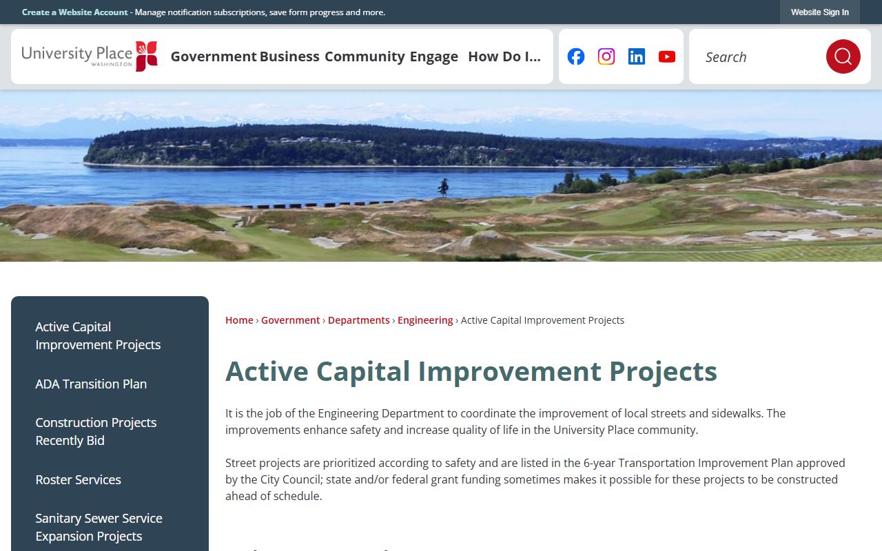 University Place Building Division handling permits and land use applications related to property records