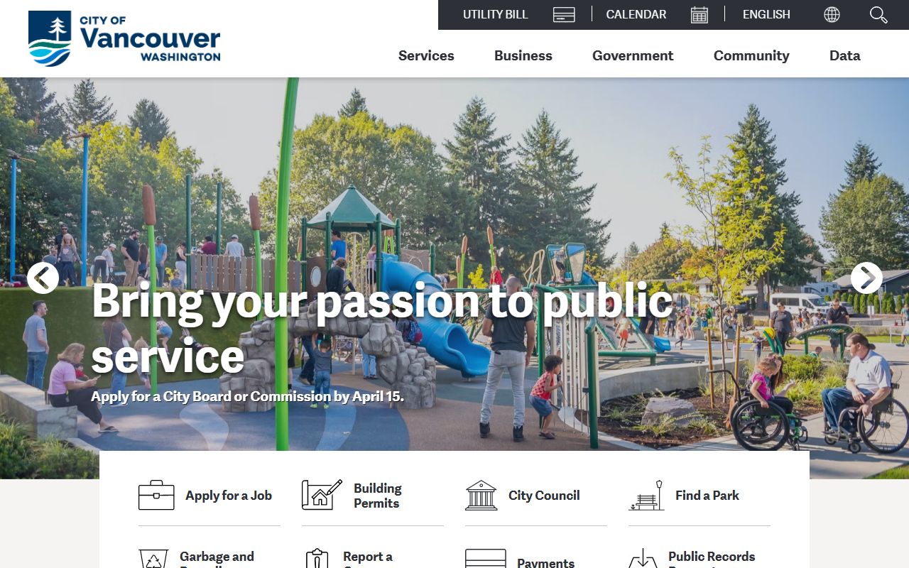 City of Vancouver official website with links to city services and records resources