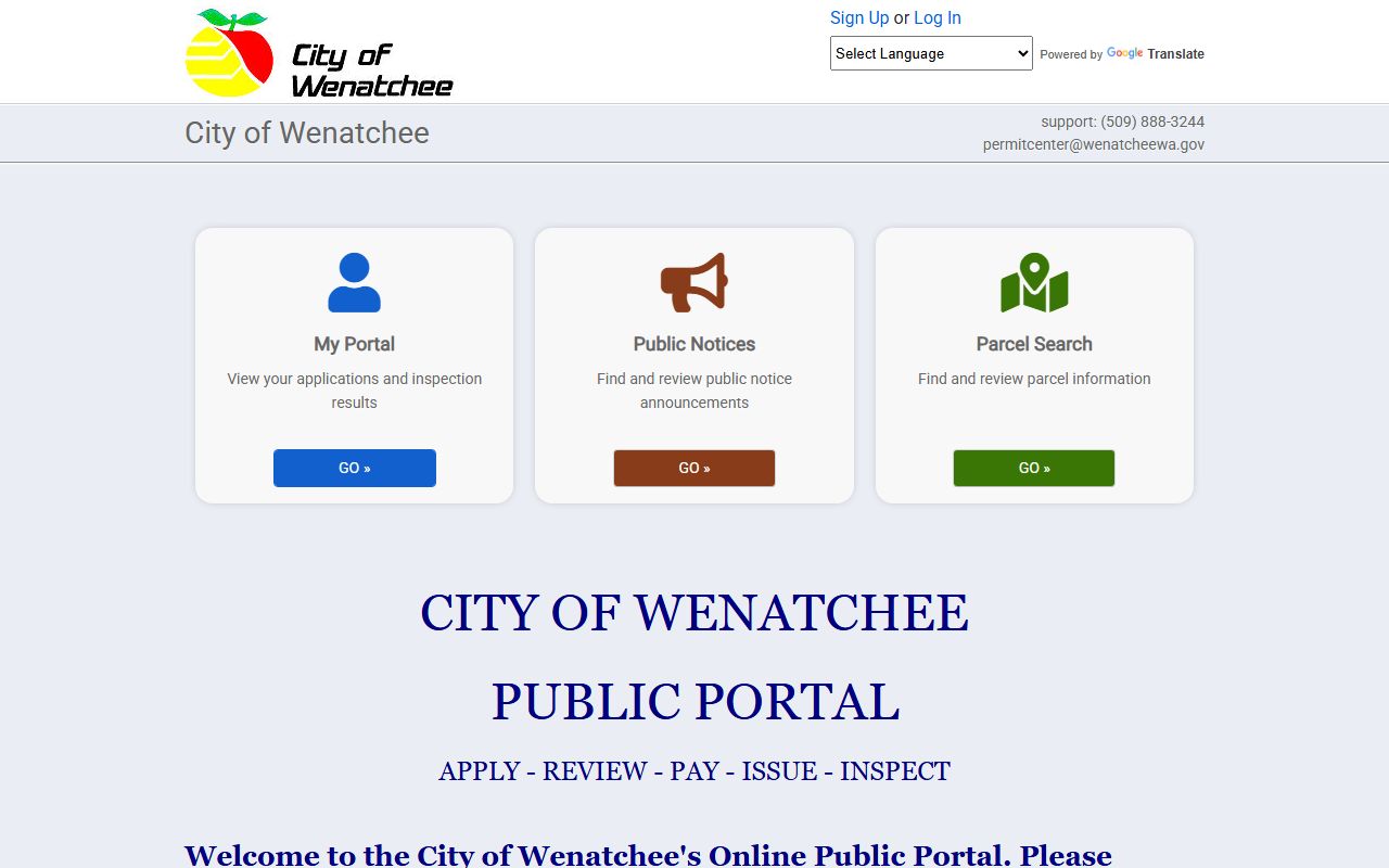 Wenatchee SmartGov online portal for permits and community development records in Wenatchee