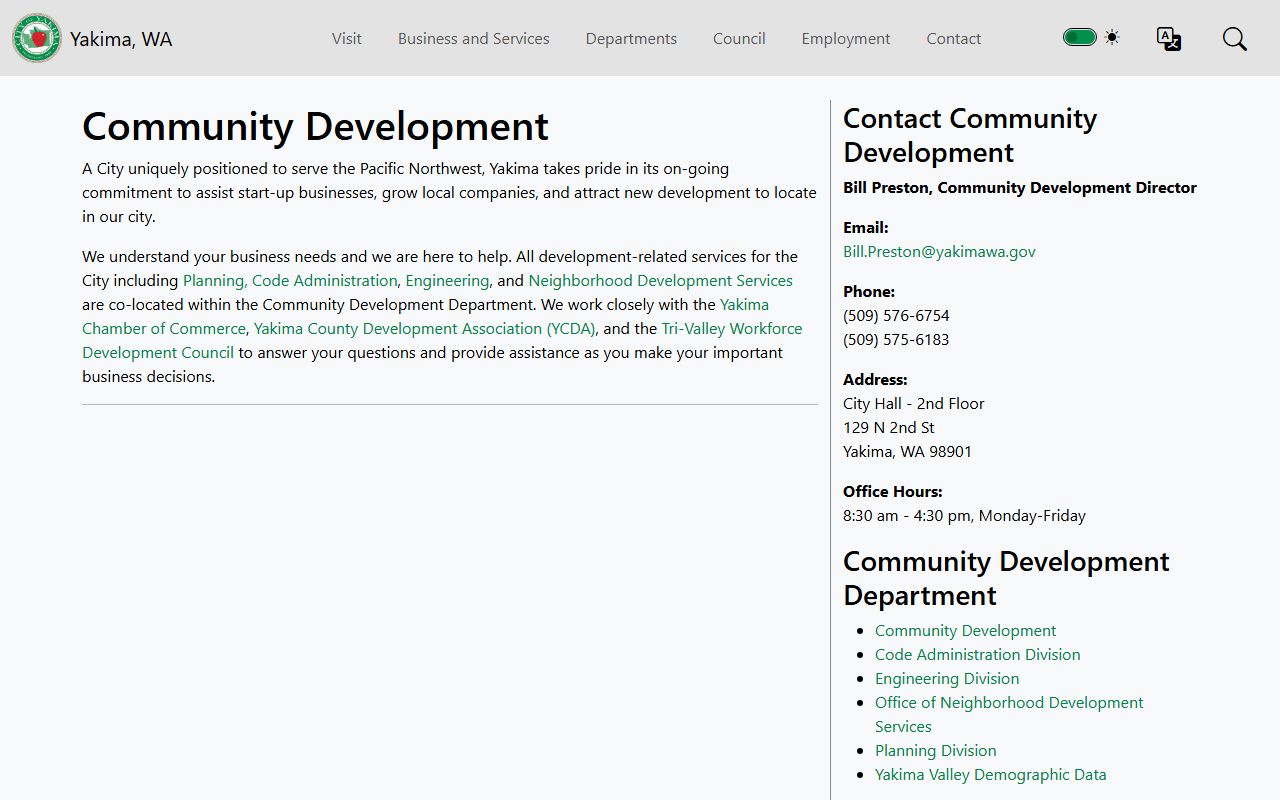 Yakima Community Development department handling building permits and land use records