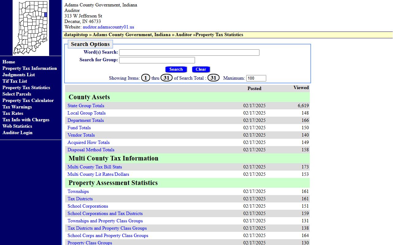 Adams County Auditor office website for deed record access