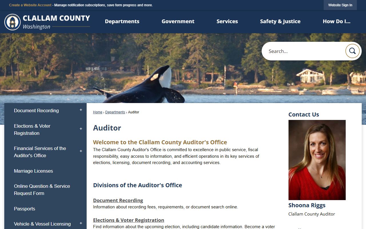 Clallam County Auditor office for deed and property records in Port Angeles