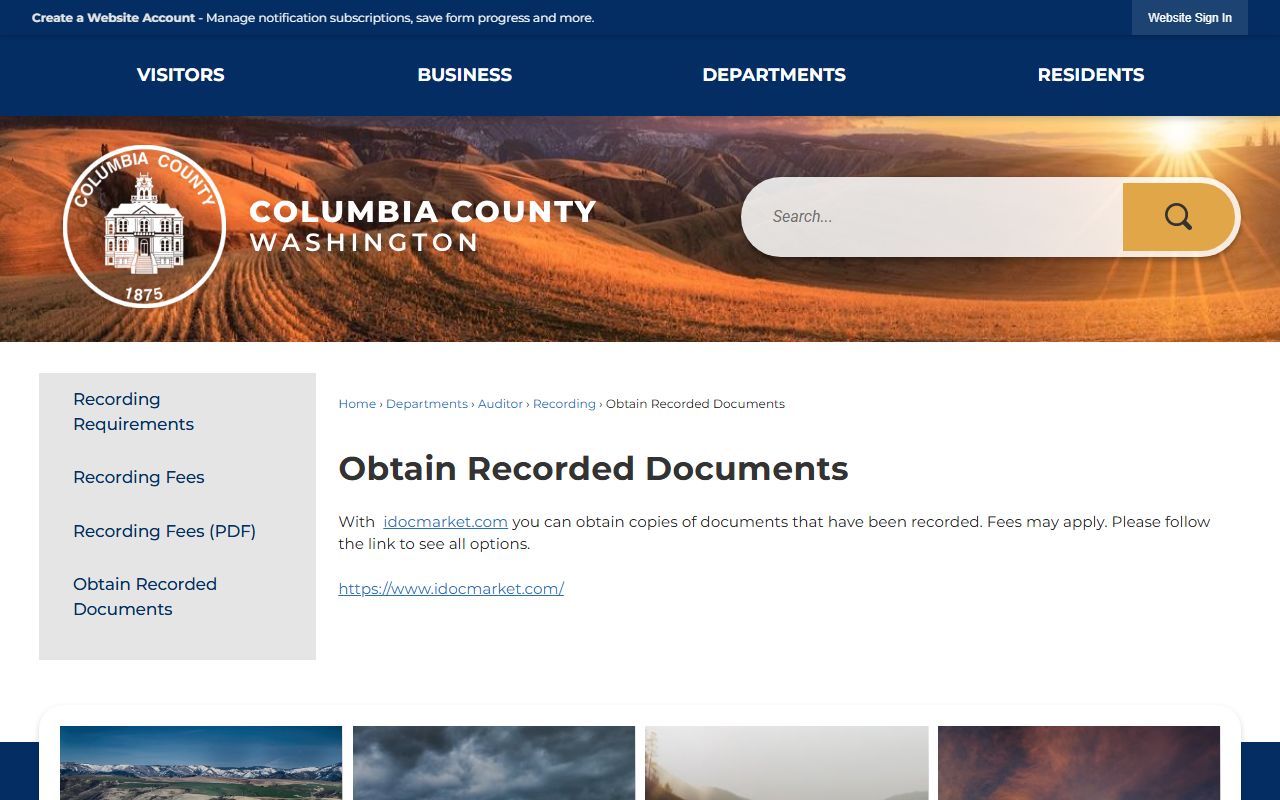 Columbia County recorded documents access portal for deed records in Dayton Washington