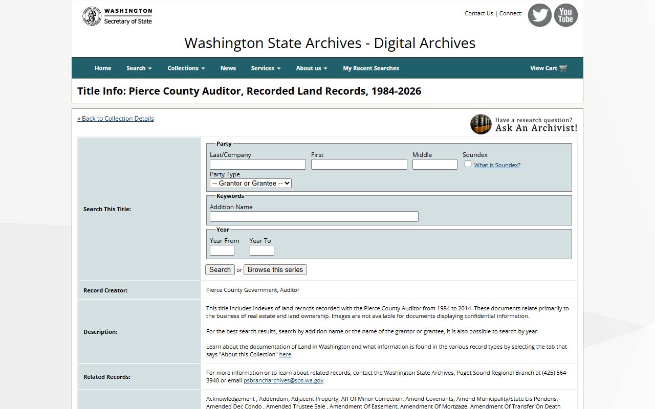 Grant County historical land records collection at Washington State Digital Archives