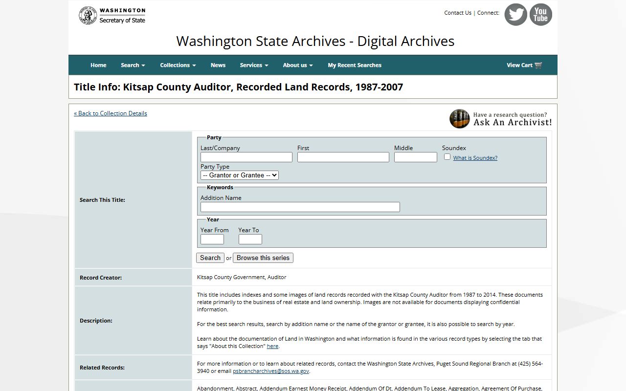 Kitsap County land records in the Washington State Digital Archives