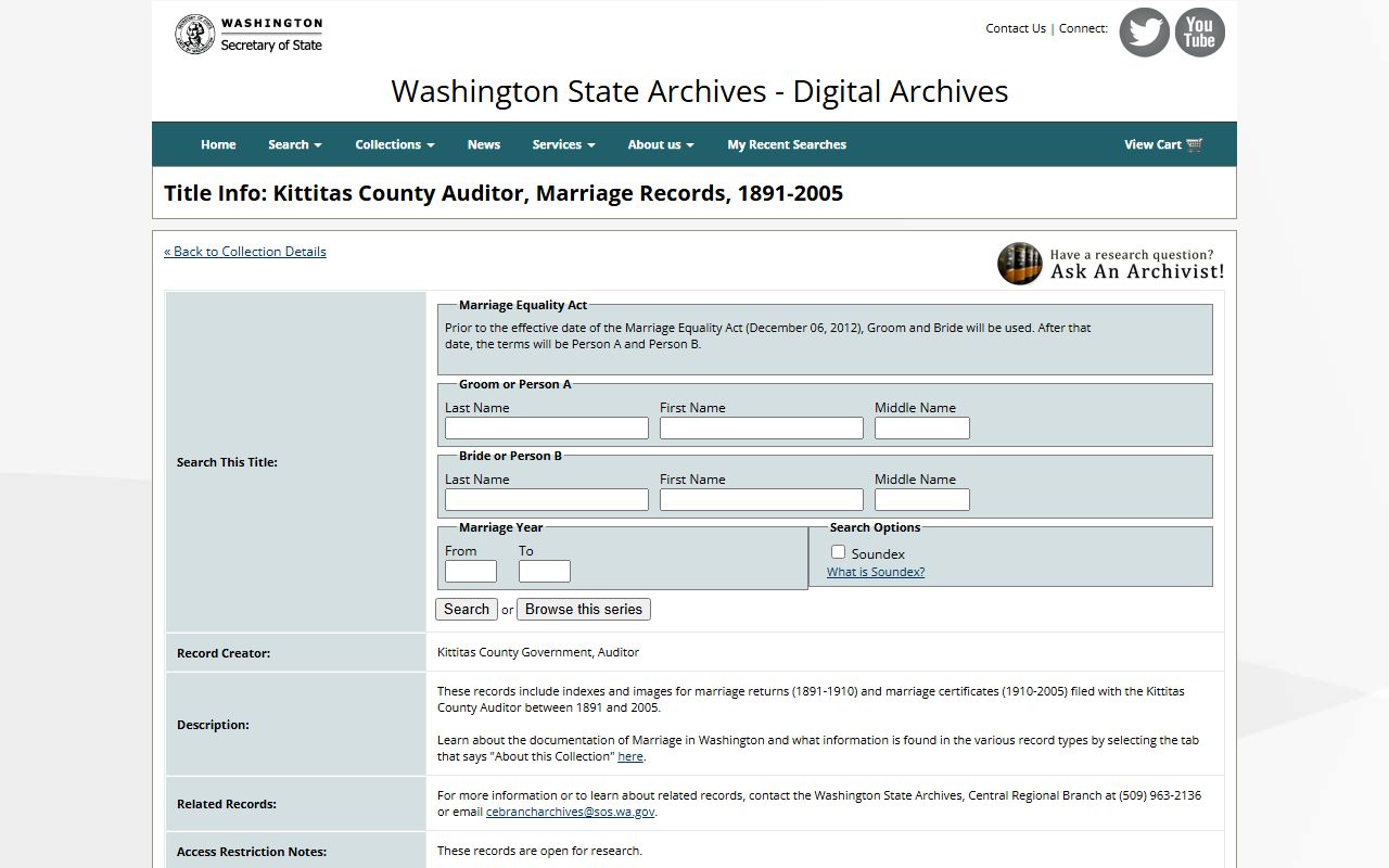 Kittitas County land records at the Washington State Digital Archives