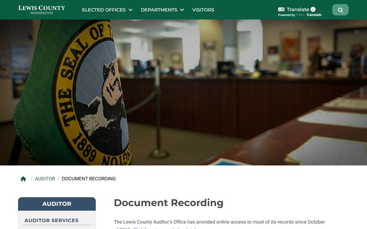 Lewis County Auditor recording division for deed records in Chehalis