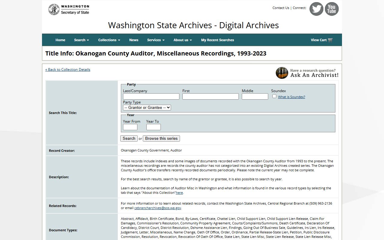 Okanogan County land records archive deed records