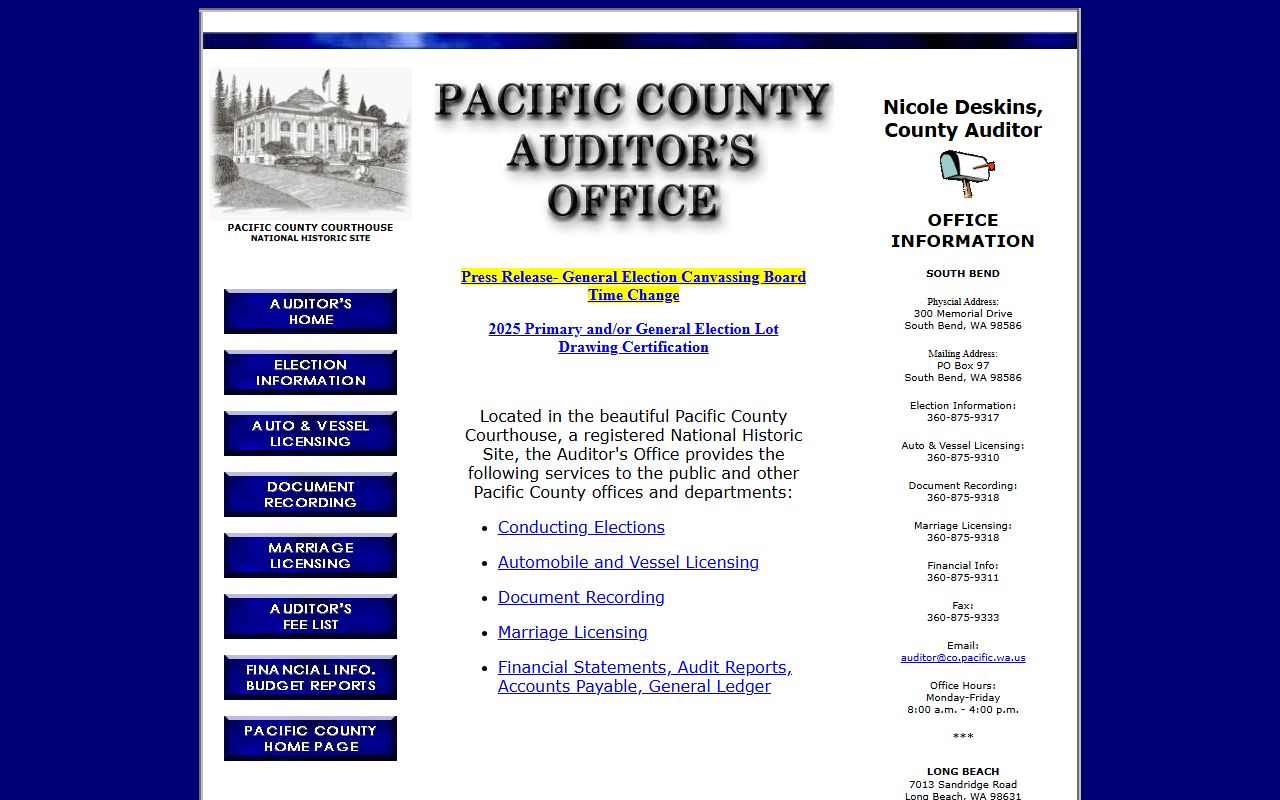 Pacific County Auditor deed records