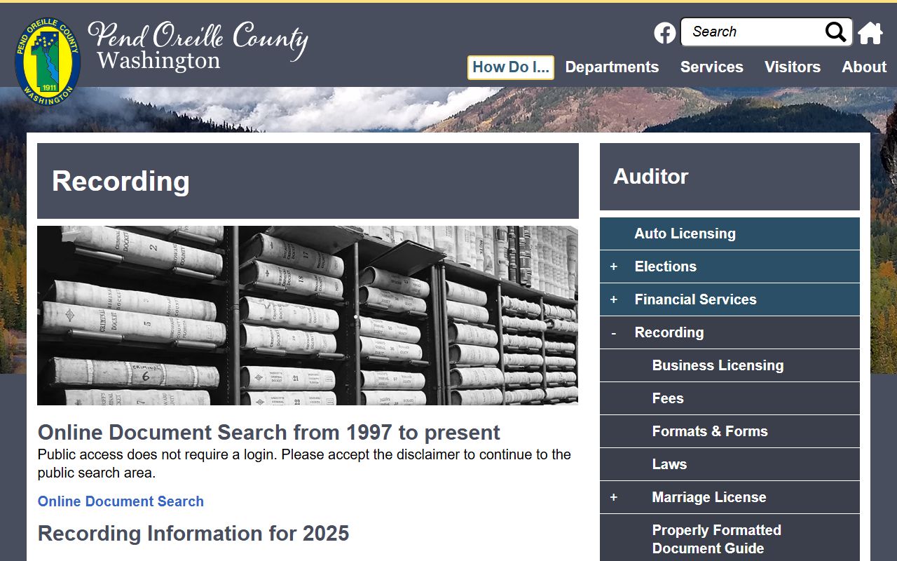 Pend Oreille County recording division deed records