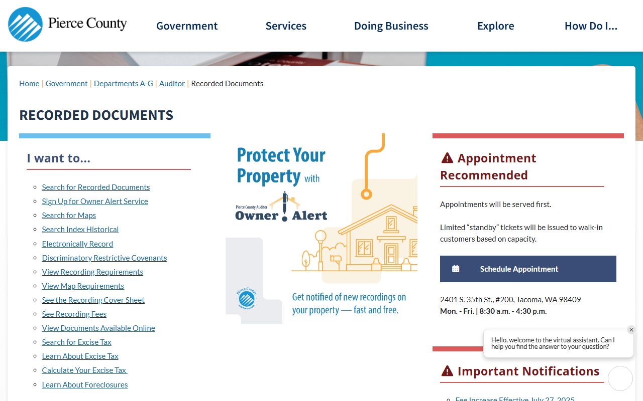 Pierce County recorded documents deed records