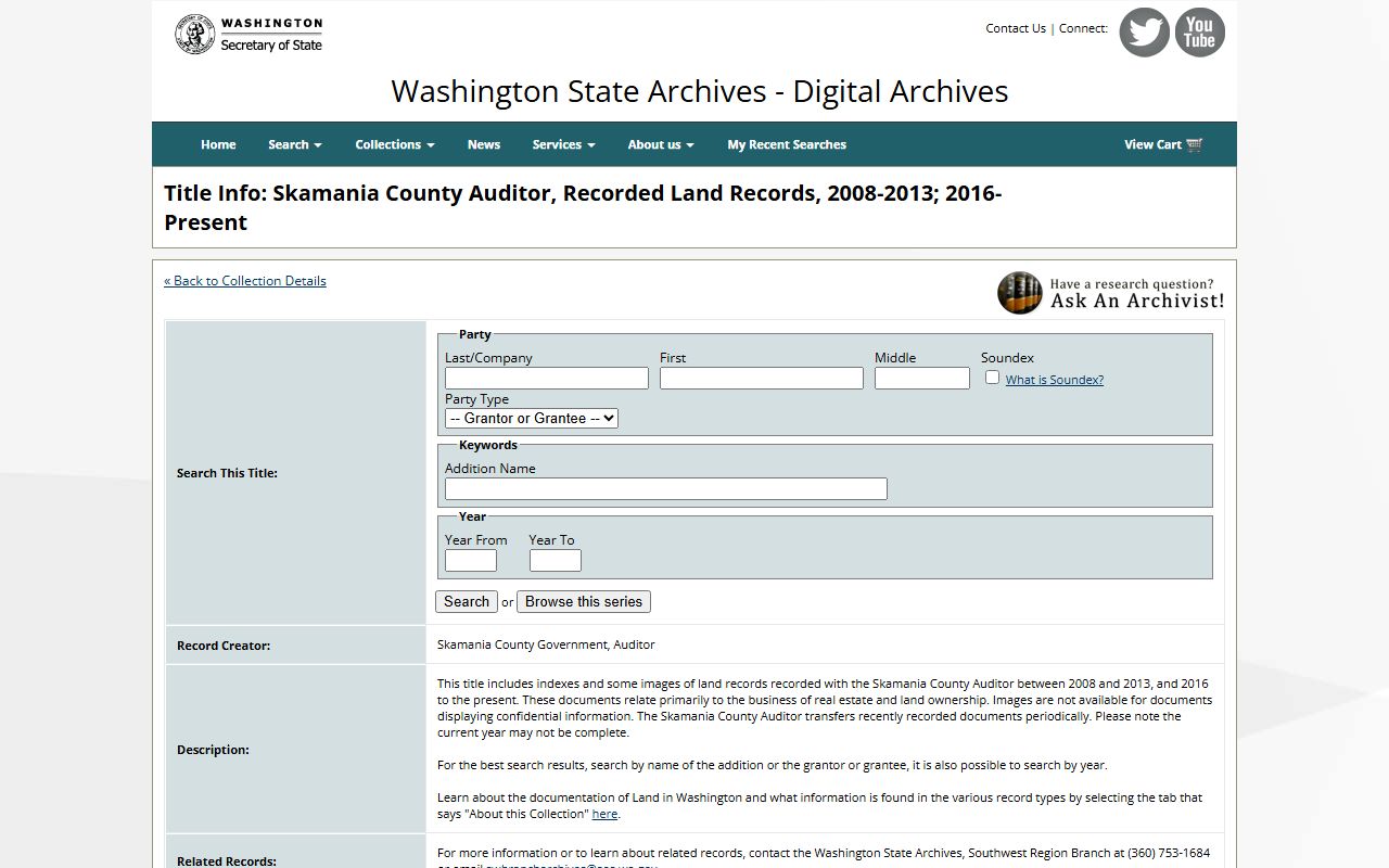 Skamania County land records archive deed records