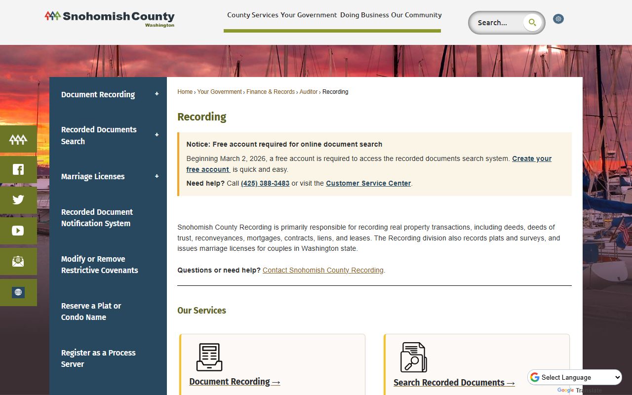 Snohomish County recording deed records