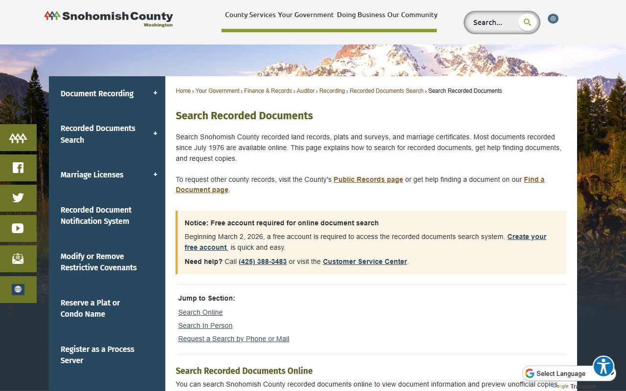 Snohomish County records search deed records