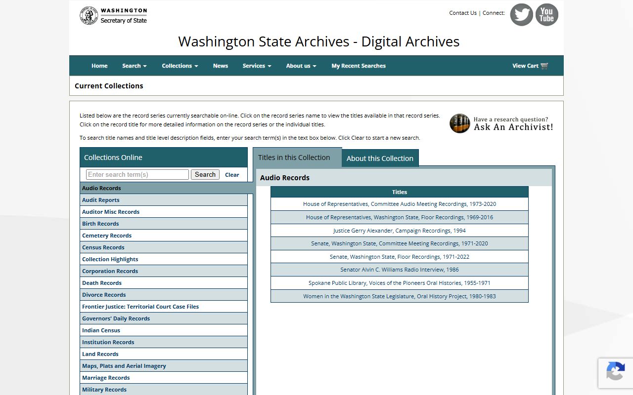 Washington State Digital Archives deed records collections portal