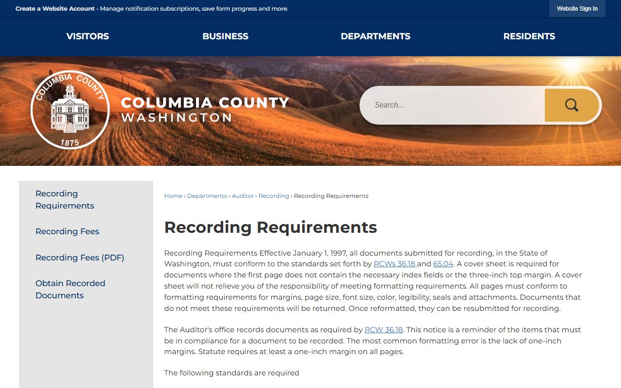 Washington State deed recording requirements under RCW 65.04